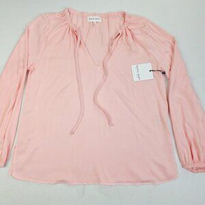 Bella Dahl Raglan V Neck Draw String Size Small Peach womens Ecovera Top USA